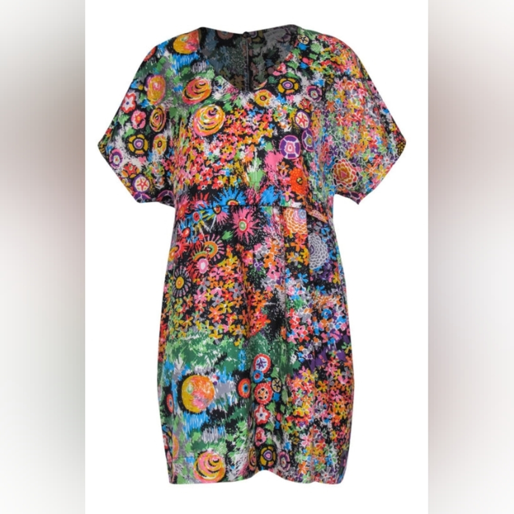 See by Chloe Silk Satin Floral Multicolor Shift Dress